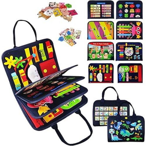 TenFans Busy Board for Toddlers 3+ Years Old, Montessori Sensory Toy
