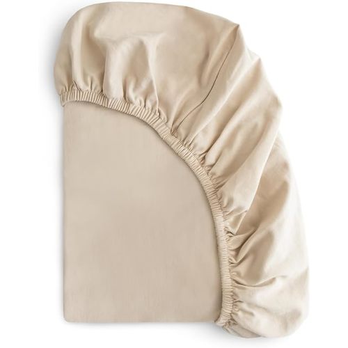 mushie Stretchy & Soft Mini Crib Sheet | Fitted 24" x 38" (Fog)