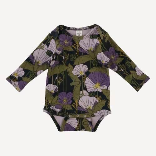 long sleeve lap neck bodysuit | poppy bats | organic cotton interlock – kate quinn