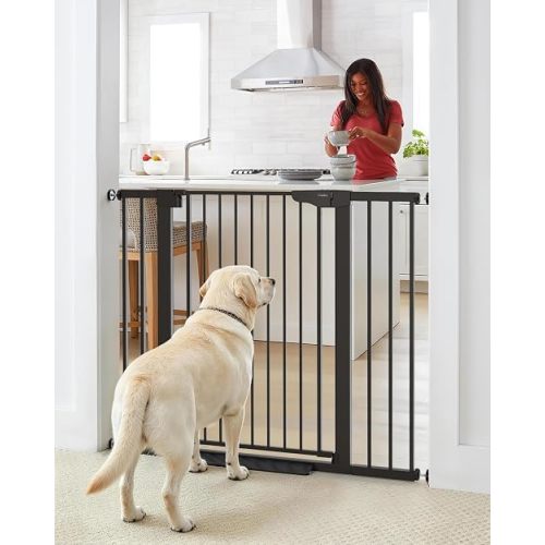 Cumbor 36" Extra Tall Baby Gate, 30-46" Dog Gate Indoor Black