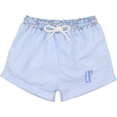Blue Gingham And Liberty Swim Trunks