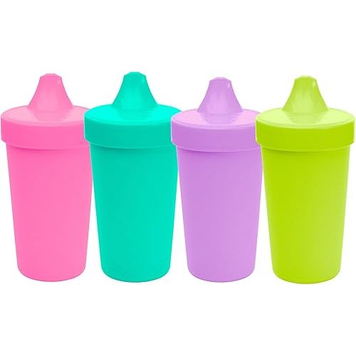 Re-Play Sippy Cups for Toddlers - 10 Oz. Reusable Spill Proof Cups for Kids, Dishwasher/Microwave Safe - Made in USA - Set of 4-3.13" x 6.25" - Mermaid