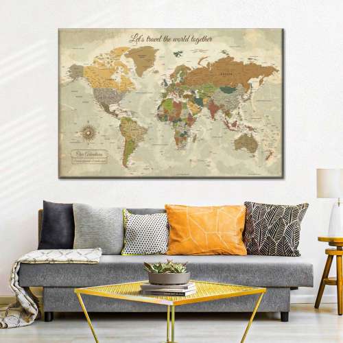 Travel Together I Push Pin World Map