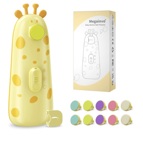 Baby Nail Trimmer Electric Baby Nail File with Light 10 Grinding Heads Safe Quiet Baby Nail Grooming Care Kit for Newborn Infant Toddler Toes Fingernails - Orange