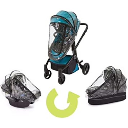 guzzie+Guss 3-in-1 Rain Cover, Fits Most Bassinets, Car Seats, and Pod Style Stroller Seats, Raincover Features Quick-Access Zipper Door and Side Ventilation