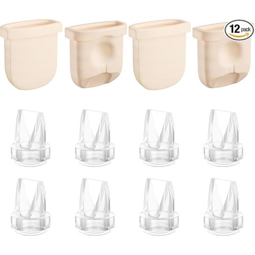 12PCS Duckbill Valves Silicone Diaphragms Compatible with eufy E10/E20/S1/S1 Pro Replacement Parts, Wearable Breast Pump Accessories