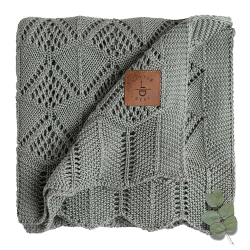 Little Dedi Hypoallergenic Baby Blanket - 30x40 Inches, Green, Oeko-TEX Certified, Thermal-Regulating, Silky Soft Knit in Sage for Girls & Boys - Swaddle, Toddler, or Receiving Blanket