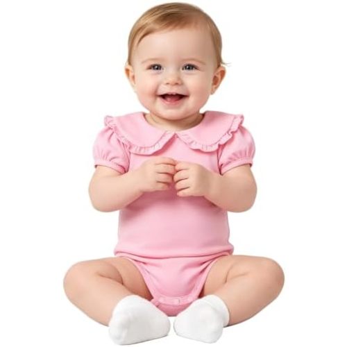Magic Park 0-24M Baby Girl Peter Pan Collar Bodysuit Cotton Romper