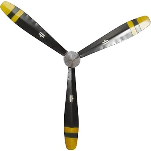 Deco 79 Metal Airplane Propeller Home Wall Decor 3 Blade Wall Sculpture with Aviation Detailing, Wall Art 27" x 3" x 31", Black