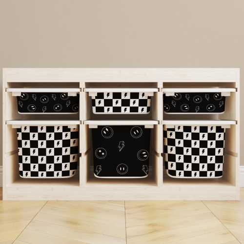 Checkerboard Smiley Face Vinyl Decal Set for IKEA TROFAST