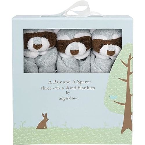 Angel Dear - Grey Raccoon, Pair and A Spare Blankie Set