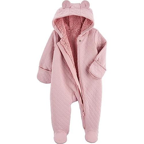 Simple Joys by Carter's Baby Girls' Fleece Footed Jumpsuit Pram, Pink, 3-6 Months