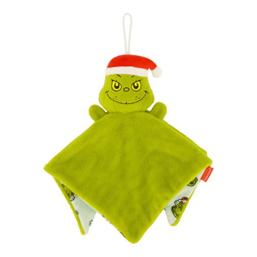 Infantino the Grinch Soft Lovey, 12"x12" Holiday Baby Security Blanket with Pacifier Loop for Babies & Toddlers