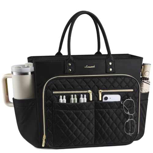 LOVEVOOK Tote Bag for Women, Teacher Nurse Work Laptop Bag, Quilted Bible Computer Shoulder Bag for Business Travel College