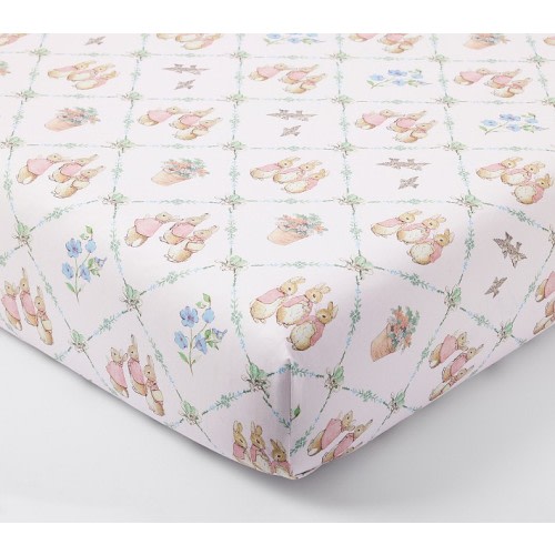 Peter Rabbit™ Flopsy™ Lattice Organic Crib Fitted Sheet