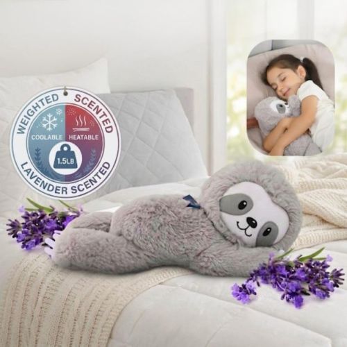 Lilly's Love Coolable and Heatable Sloth Lavender Weighted Plushie – Microwavable, Washable, Removable Pad, Calming Stuffed Animal for Anxiety