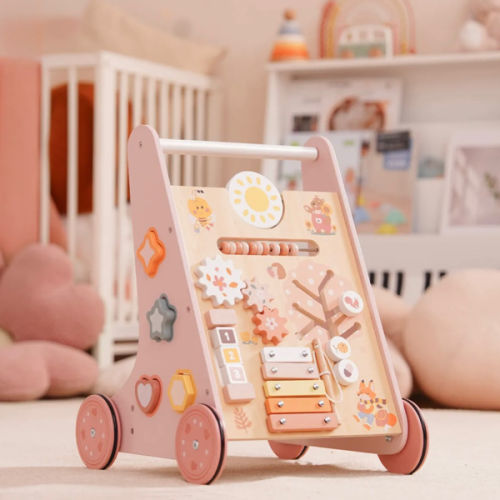 Wooden Pink Baby Push Walker