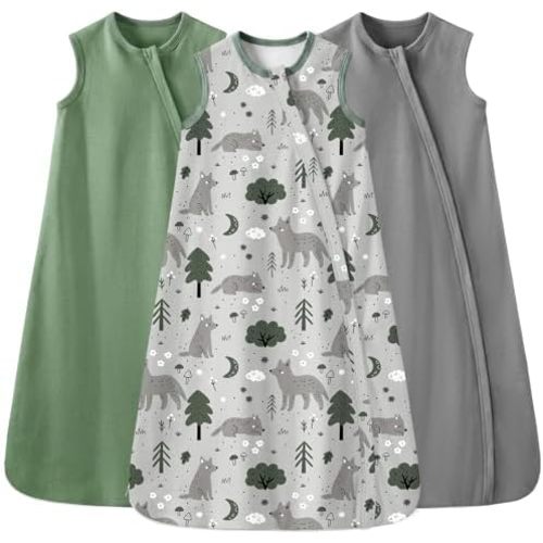 Yoofoss Baby Sleep Sack 0-24 Months Wearable Blanket for Babies 100% Organic Cotton 2-Way Zipper 0.5 Tog