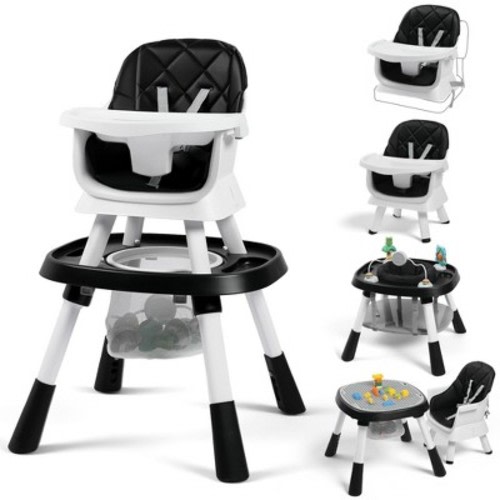 TODECARE 15-in-1 Convertiable High Chair for Babies and Toddlers, Highchair & Activity Center, Booster Seat w/5-Point Harness & Removable Tray, Black
