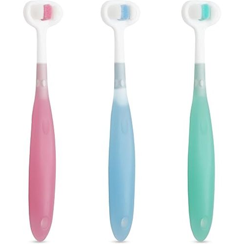 Trueocity Extra Soft Toddler Toothbrush, Toddler Toothbrushes 1-2 1-3 2-4, Toothhugger High Efficient 3 Sides Baby Toothbrush 12 Months and Up, Infant Training Brush, Sensory Oral Care Set (3 Pack)