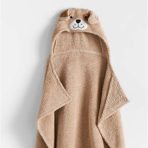 Puppy Prairie Beige 100% Organic Cotton Hooded Baby Towel
