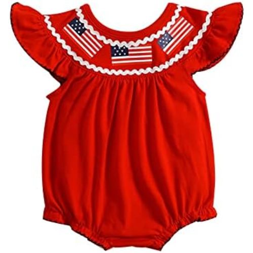 CM C&M WODRO Baby Girls 4th of July Onesie Romper American Flag Jumpsuit Infant Bodysuit Independence Day Patriotic Outfits