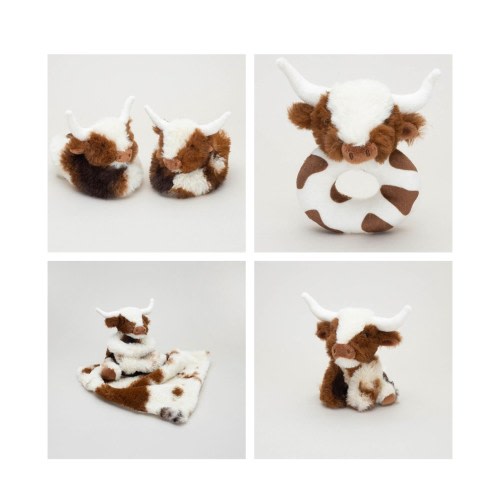 Texas LongHorn Cow, Mummy and Baby Gift Set, For Mum & New Baby, New Mummy Gift, Baby Comforter, Baby Slippers, Cow Soft Toy, Newborn Gift