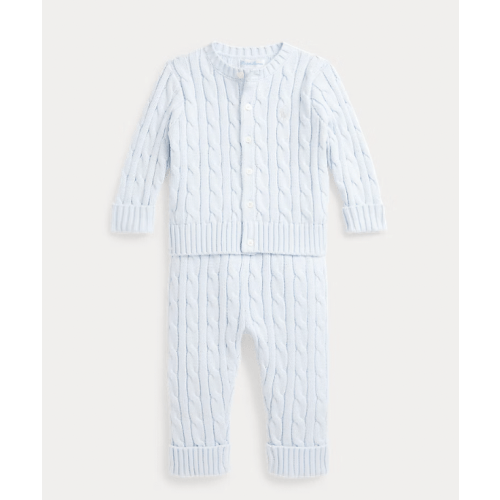 Cable-Knit Cotton Cardigan & Pant