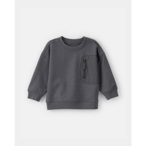 Baby Boy French Terry Zipper Pullover Sweatshirt - Grey | Carter's