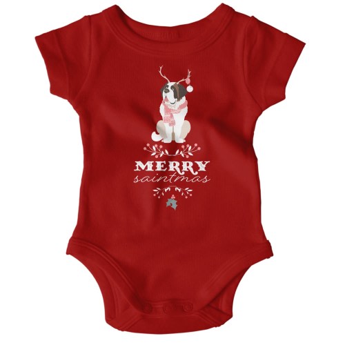 Christmas St Bernard Baby Bodysuit, Infant Fine Jersey Bodysuit, Saint Bernard, Dog Mom