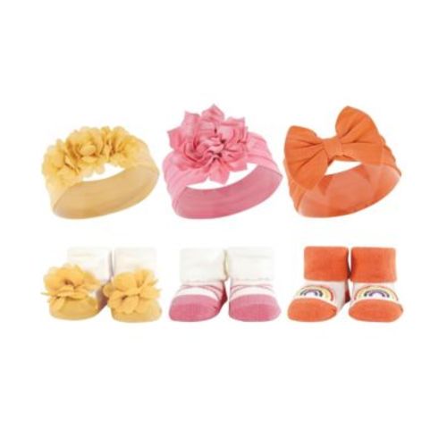 Baby Girls Headband and Socks Giftset, Yellow Orange, One