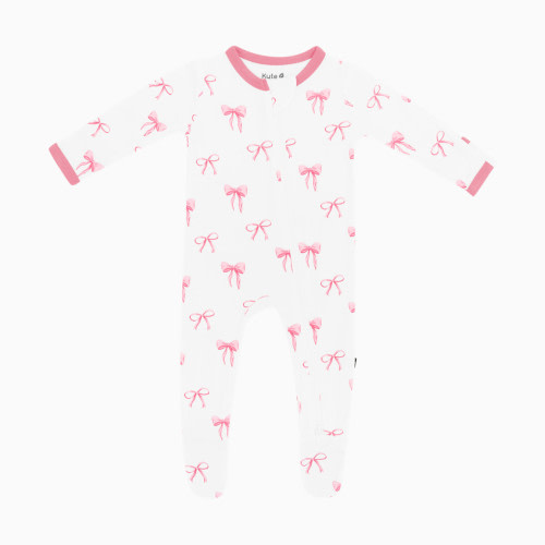 Kyte Baby Printed Zipper Footie - Bow, Newborn