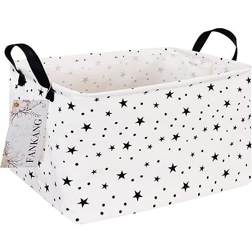 FANKANG Storage Basket,Nursery Hamper Canvas Laundry Basket Foldable with Waterproof PE Coating Storage, Office, Bedroom, Clothes,Toys (Rec-Star)