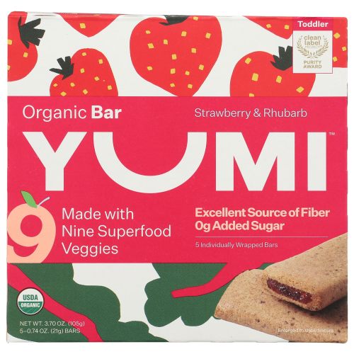 Amazon.com: Yumi, Bars Toddler Strawberry Rhubarb Organic, 3.7 Ounce