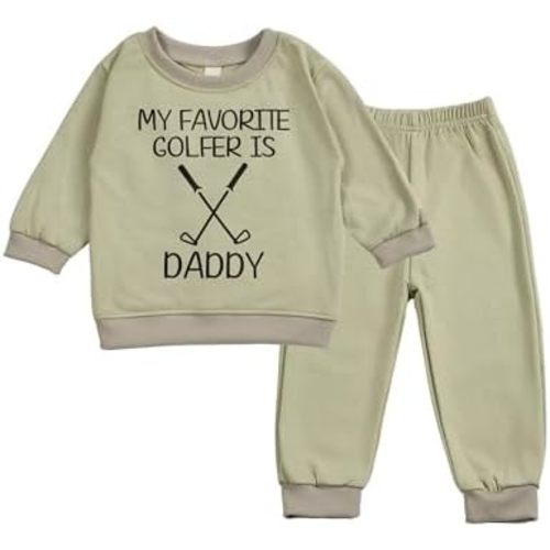 Toddler Baby Letter I Like Golf Long Sleeve Sweatshirt Top Jogger Pants Set Cute Fall Winter Clothes Set