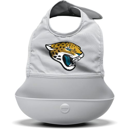 Smilo Silicone Bib - Officially Licensed NFL Fabric & Silicone Baby Bib with Crumb Catcher for Babies and Toddlers