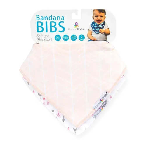 Primo Passi - 2Pk White/Pink Arrows Bandana Bib