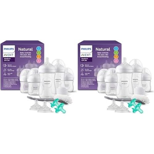 Philips AVENT Natural Baby Bottle with Natural Response Nipple,Newborn Baby Gift Set,SCD838/02,(Pack of 2)