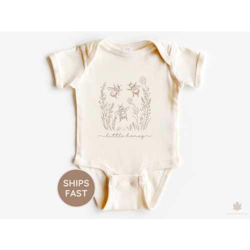 Little Honey Onesie, Bumble Bee Baby Bodysuit, New Baby Shower Gift For Bee Lover, Natural Infant Shirt