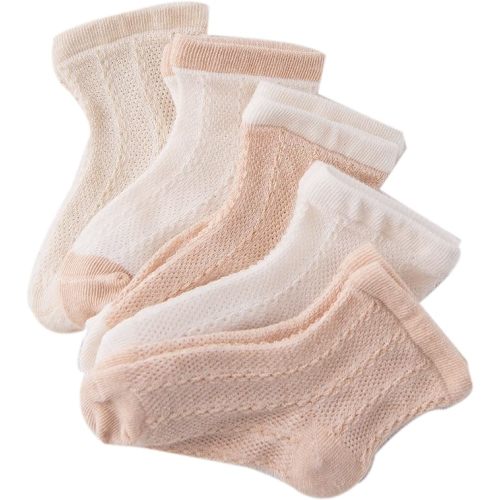 GZMM® Newborn Baby Organic Cotton Socks 5 Pairs Pack For 0-24months Infant Toddler - 6-24 Months - Beige5