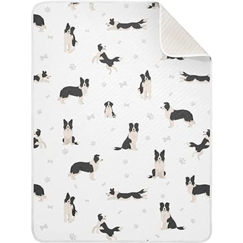 Dogs Border Collie Baby Blanket for Boys Girls Cotton Throw Blanket Swaddle Blanket for Crib Stroller Nursery Receiving Blanket Infant Toddler Unisex 30"x40"