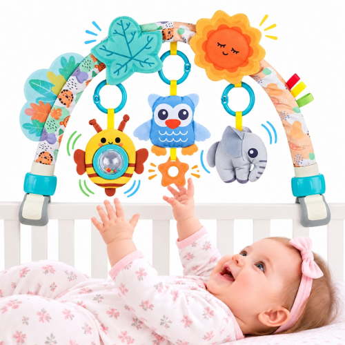 Wonderstone Baby Mobile Toys with Sensory Play, Activity Baby Stroller Arch Toys, Adjustable Crib Mobile, Travel Car Seat Toys for Toddler Boy Girl Newborn 0-24 Months (Animal Themed)