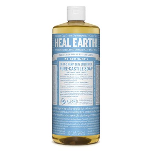 Dr. Bronner’s - Pure-Castile Liquid Soap (Baby Unscented, 32 Ounce) - 32 Fl Oz