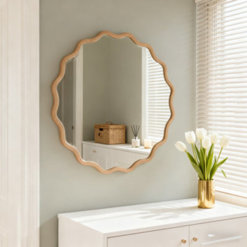 Wrought Studio™ Bohemian Round Wood Framed Decorative Wall Mirror | Wayfair