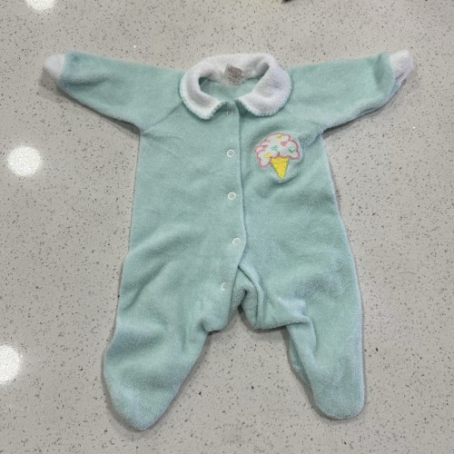 Vintage Sears Newborn Sleeper Terry Cloth Made In USA Hearts Baby Ice Cream Girl