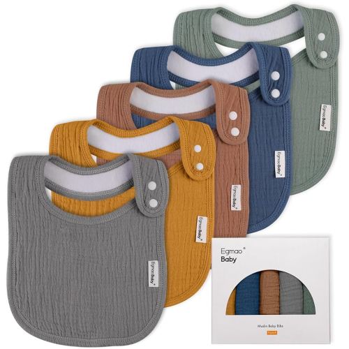 Muslin Bibs for Baby Boys Girls,Organic Muslin Baby Bib for Drooling and Teething,Soft Bandana Drool Bibs 5 Pack