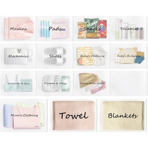 GZ-AMDZJ 20 Pack Hospital Bag for Women Labor Delivery, Diaper Bag Organizing Pouches Maternity Hospital Essentials for Mommy Dad Newborn Baby First Time New Mom Must Haves