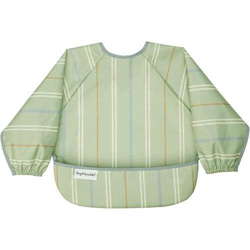 Tiny Twinkle Long Sleeve Bib for Babies & Toddlers | Waterproof Smock Bib for Eating | Machine Washable & Mess-Proof Feeding Essentials | Newborn Shower Gift (Heritage Stripe, 6–24M)