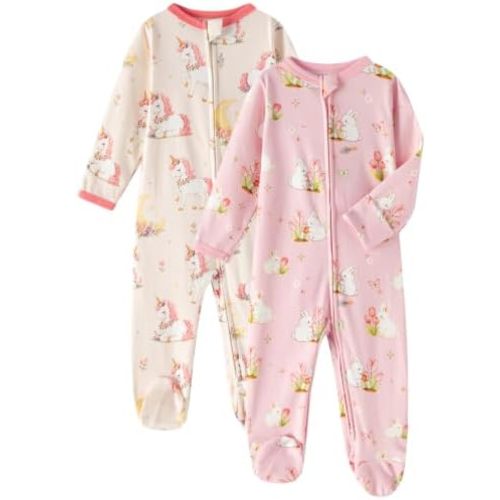 GUISBY Baby Footed Pajamas Cotton Zipper Sleeper, 0-18M