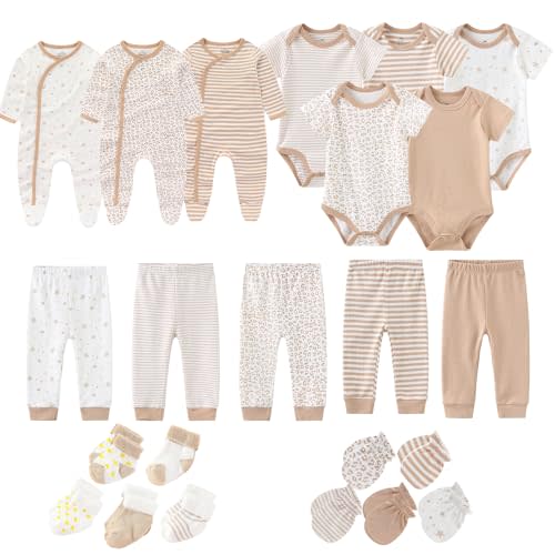ZAVBABY Baby Girls Boys Layette Gift Set 23 Piece New Born Bodysuits 100% Cotton Clothes Unisex Outfit